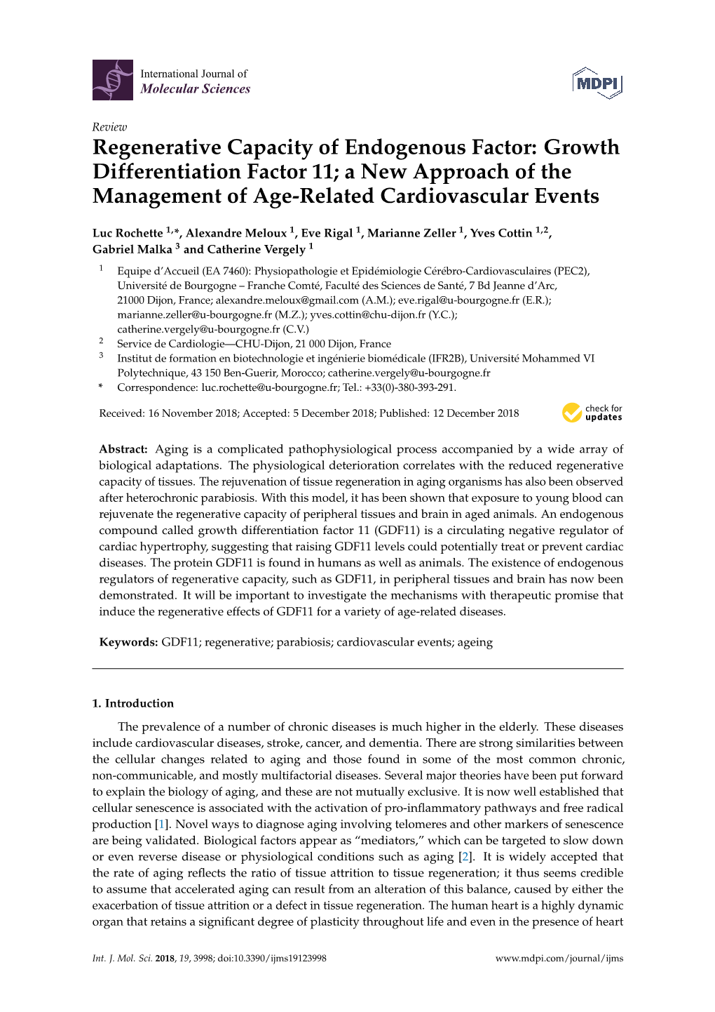 Growth Differentiation Factor 11; a New Approach of the Management of Age-Related Cardiovascular Events