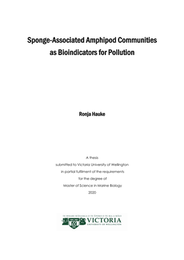 Sponge-Associated Amphipod Communities As Bioindicators for Pollution