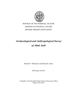 Archaeological and Anthropological Survey of Ailuk Atoll