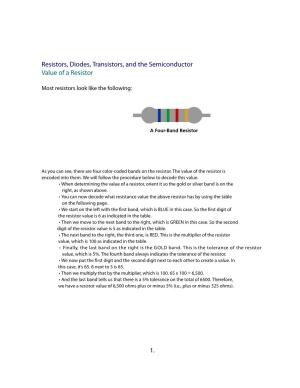 Resistors, Diodes, Transistors, and the Semiconductor Value of a Resistor