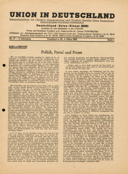 UID Jg. 4 1950 Nr. 17, Union in Deutschland