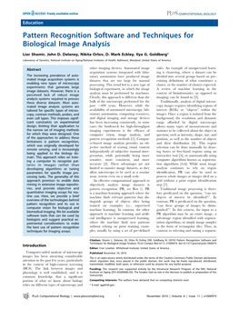 Pattern Recognition Software and Techniques for Biological Image Analysis