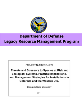 Threats and Stressors to Sar and Ecosystems in Colorado and the Western U.S