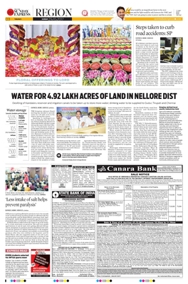 Water for 4.92 Lakh Acres of Land in Nellore Dist
