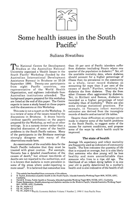 Some Health Issues in the South Pacific1