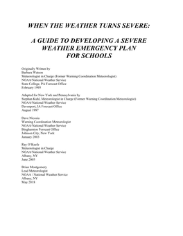 A Guide to Developing a Severe Weather Emergency Plan for Schools