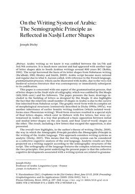 The Semiographic Principle As Reflected in Nasḫī Letter Shapes