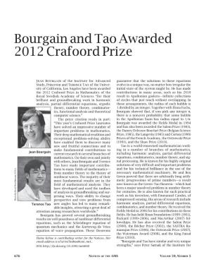 Bourgain and Tao Awarded 2012 Crafoord Prize