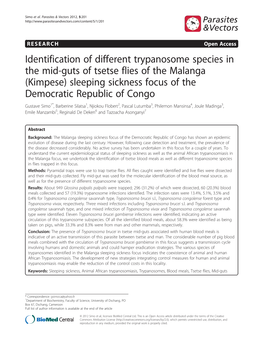 Identification of Different Trypanosome Species in the Mid-Guts of Tsetse