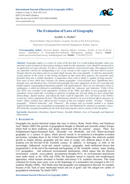 The Evaluation of Laws of Geography