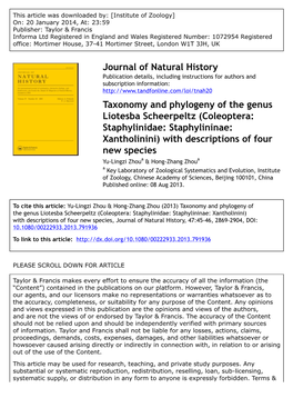 Taxonomy and Phylogeny of the Genus Liotesba Scheerpeltz