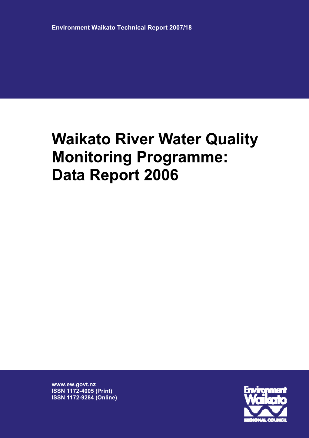 Waikato River Water Quality Monitoring Programme: Data Report 2006