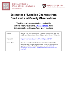 Estimates of Land Ice Changes from Sea Level and Gravity Observations