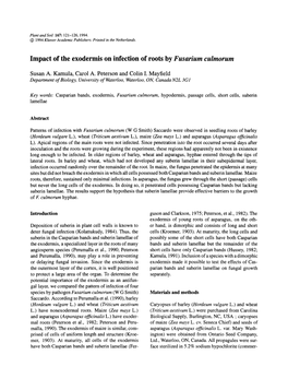 Impact of the Exodermis on Infection of Roots by Fusarium Culmorum