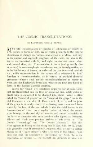 The Cosmic Transmutations. (With Illustrations.)