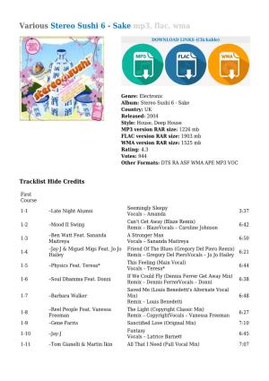 Various Stereo Sushi 6 - Sake Mp3, Flac, Wma