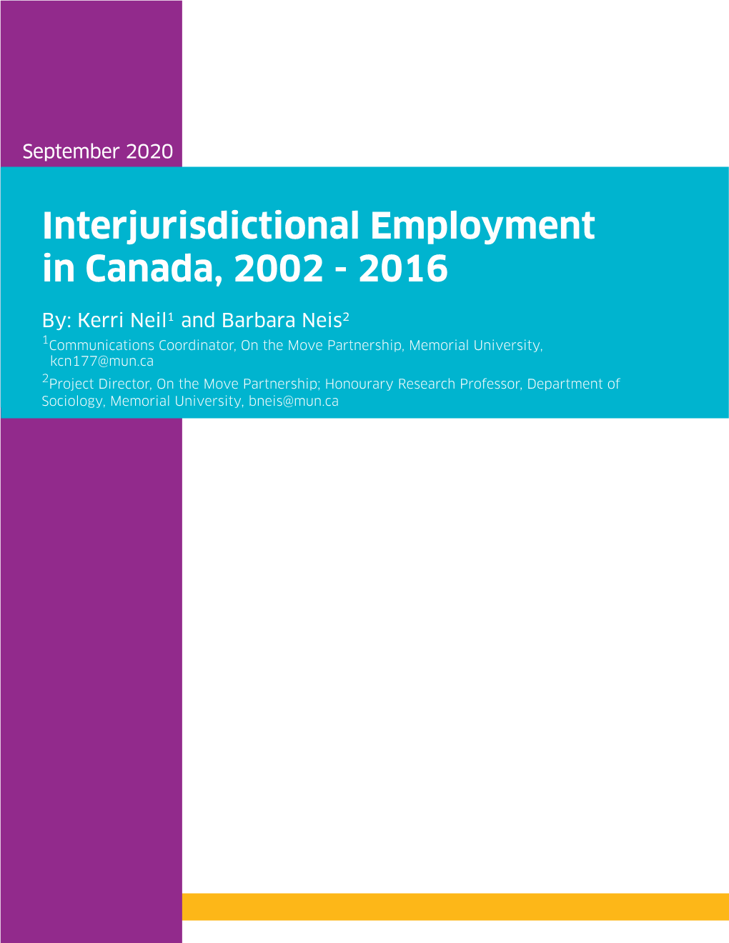 Interjurisdictional Employment in Canada, 2002 - 2016