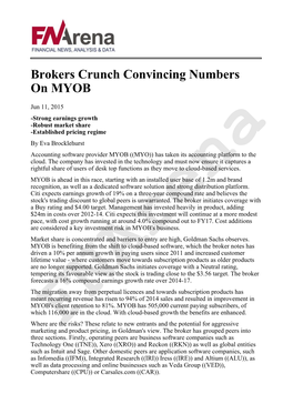 Brokers Crunch Convincing Numbers on MYOB