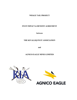 Whale Tail Project Inuit Impact & Benefit Agreement