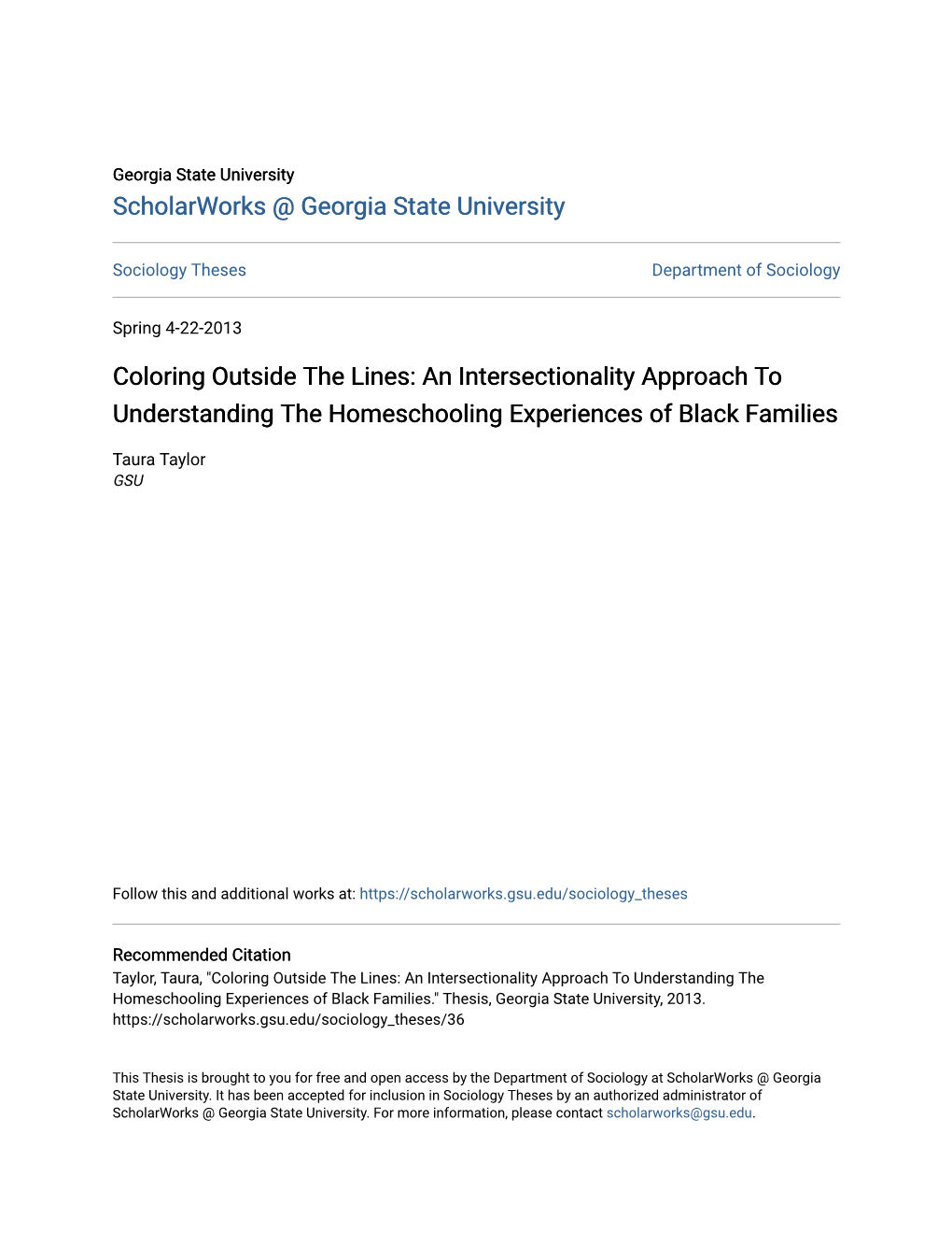 An Intersectionality Approach to Understanding the Homeschooling Experiences of Black Families