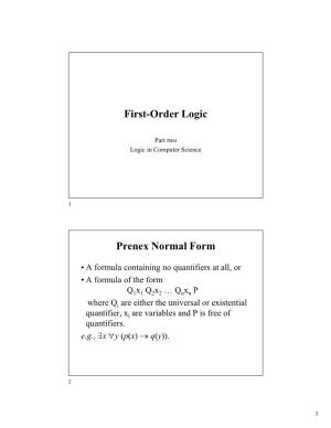 First-Order Logic Prenex Normal Form