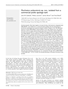 Pectinatus Sottacetonis Sp. Nov., Isolated from a Commercial Pickle Spoilage Tank