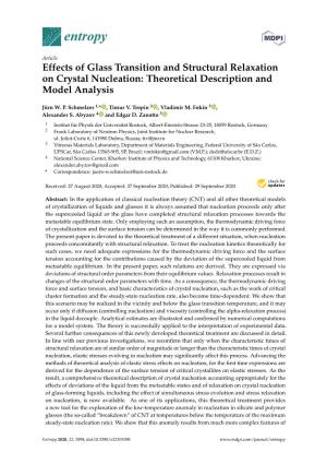 Effects of Glass Transition and Structural Relaxation on Crystal Nucleation: Theoretical Description and Model Analysis