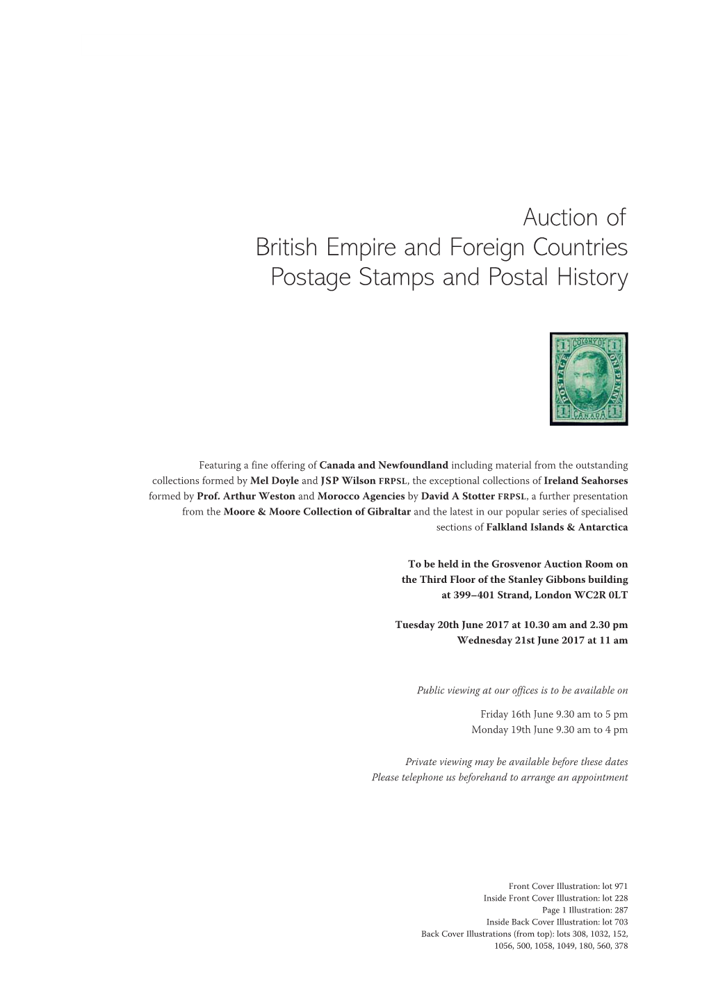 Auction of British Empire and Foreign Countries Postage Stamps and Postal History