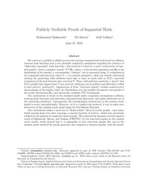 Publicly Verifiable Proofs of Sequential Work