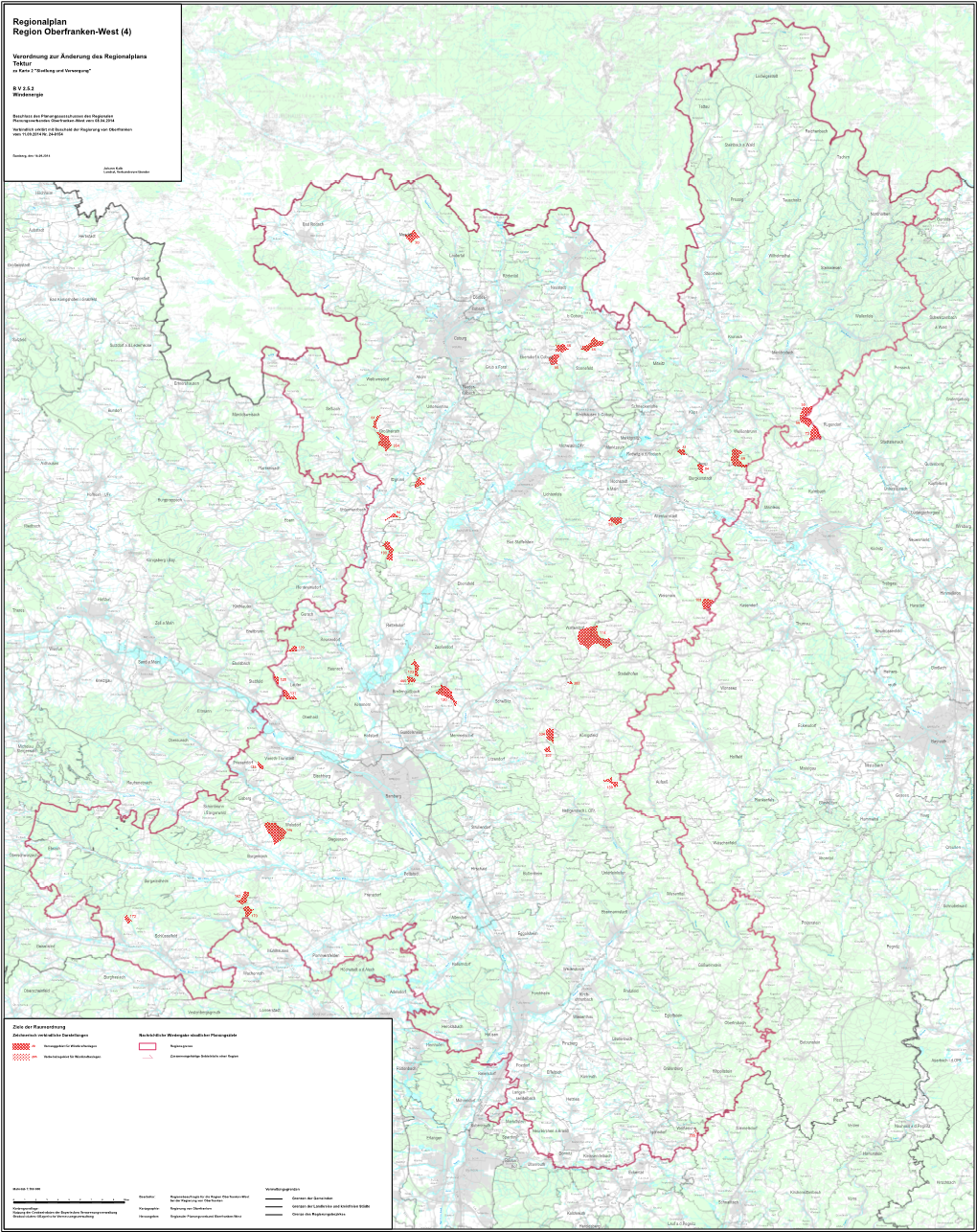 Regionalplan Oberfranken-West; Tekturkarte Windenergie