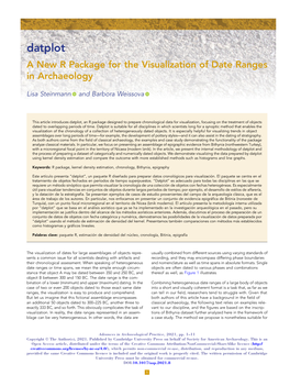 Datplot a New R Package for the Visualization of Date Ranges in Archaeology