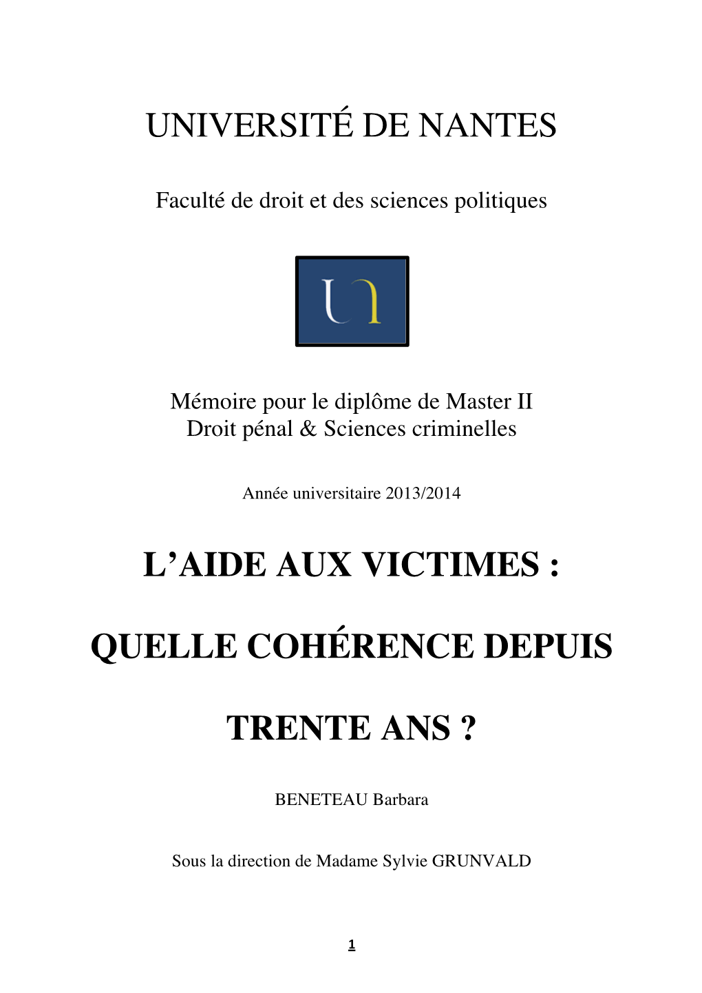 Université De Nantes L'aide Aux Victimes : Quelle