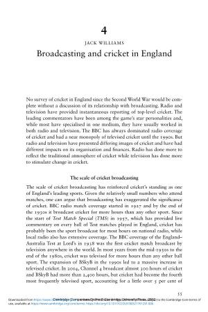 Broadcasting and Cricket in England