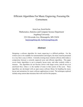 Efficient Algorithms for Music Engraving, Focusing on Correctness