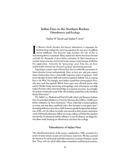 Indian Fires in the Northern Rockies Ethnohistory and Ecology