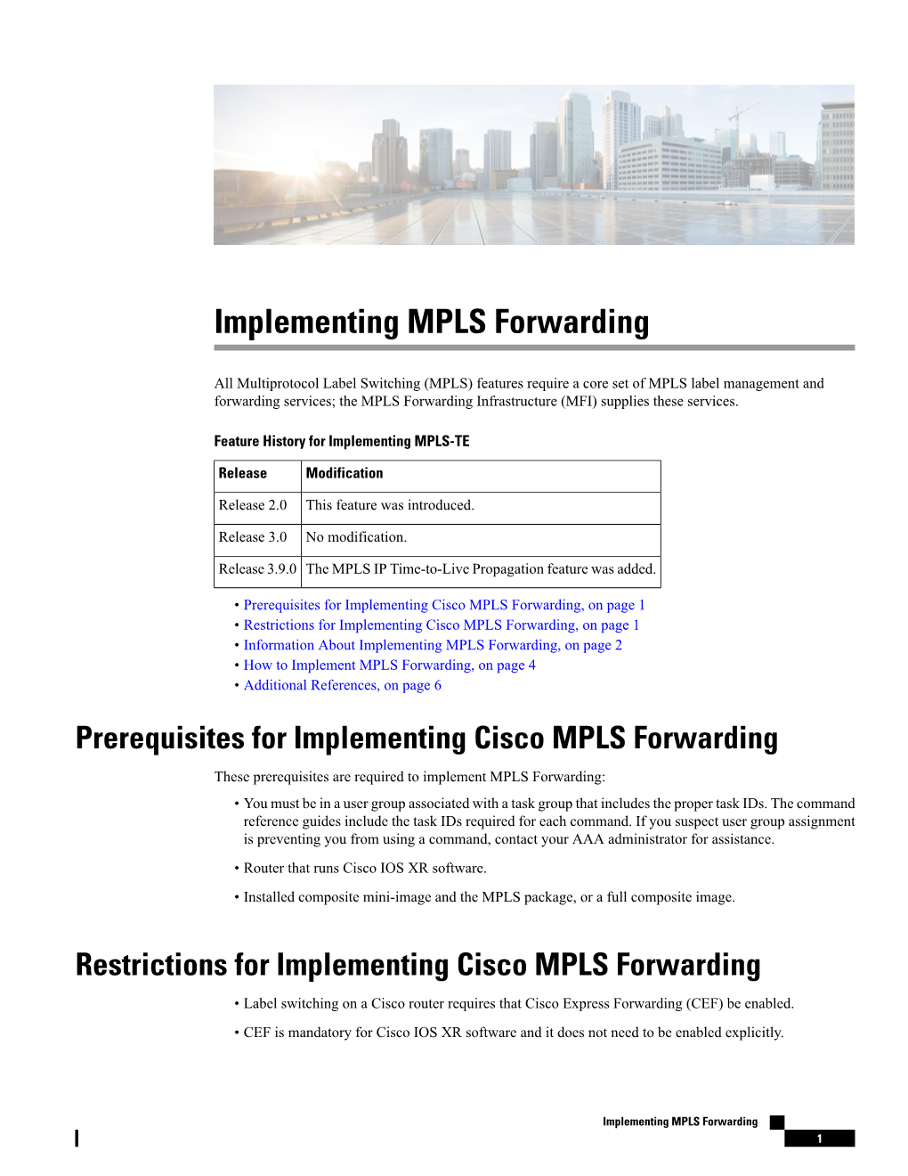 Implementing MPLS Forwarding