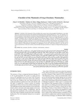 Checklist of the Mammals of Iraq ( Chordata : Mammalia)