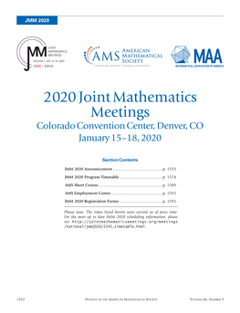 2020 Joint Mathematics Meetings Section