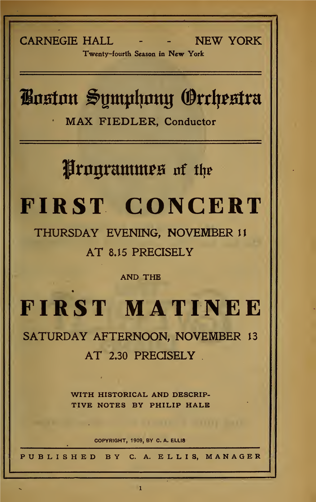 Boston Symphony Orchestra Concert Programs, Season 29,1909