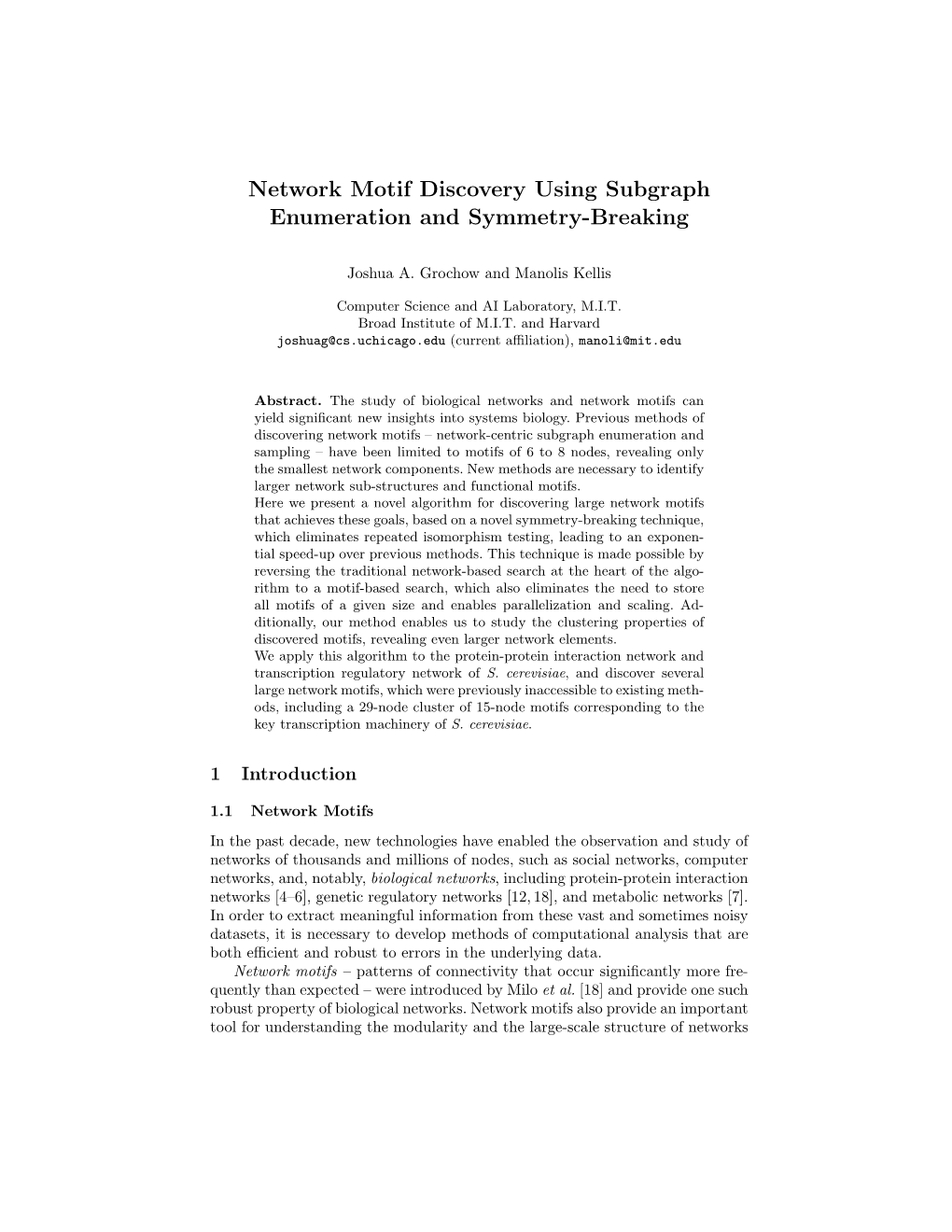 Network Motif Discovery Using Subgraph Enumeration and Symmetry-Breaking