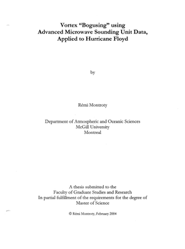 Using Advanced Microwave Sounding Unit Data, Applied to Hurricane Floyd