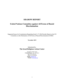 SHADOW REPORT United Nations Committee Against All Forms Of