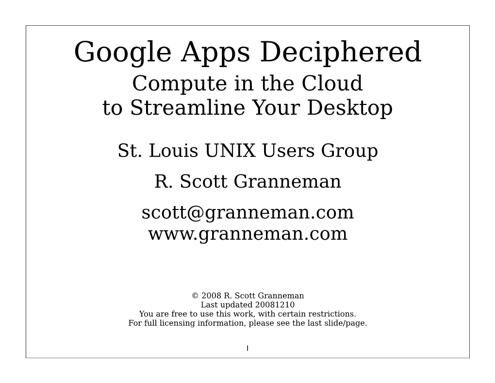 Google Apps Deciphered Compute in the Cloud to Streamline Your Desktop