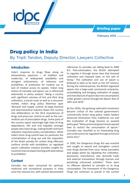 Drug Policy in India by Tripti Tandon, Deputy Director, Lawyers Collective