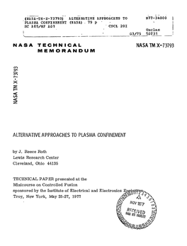 Nasa Tm X-73793 Memorandum