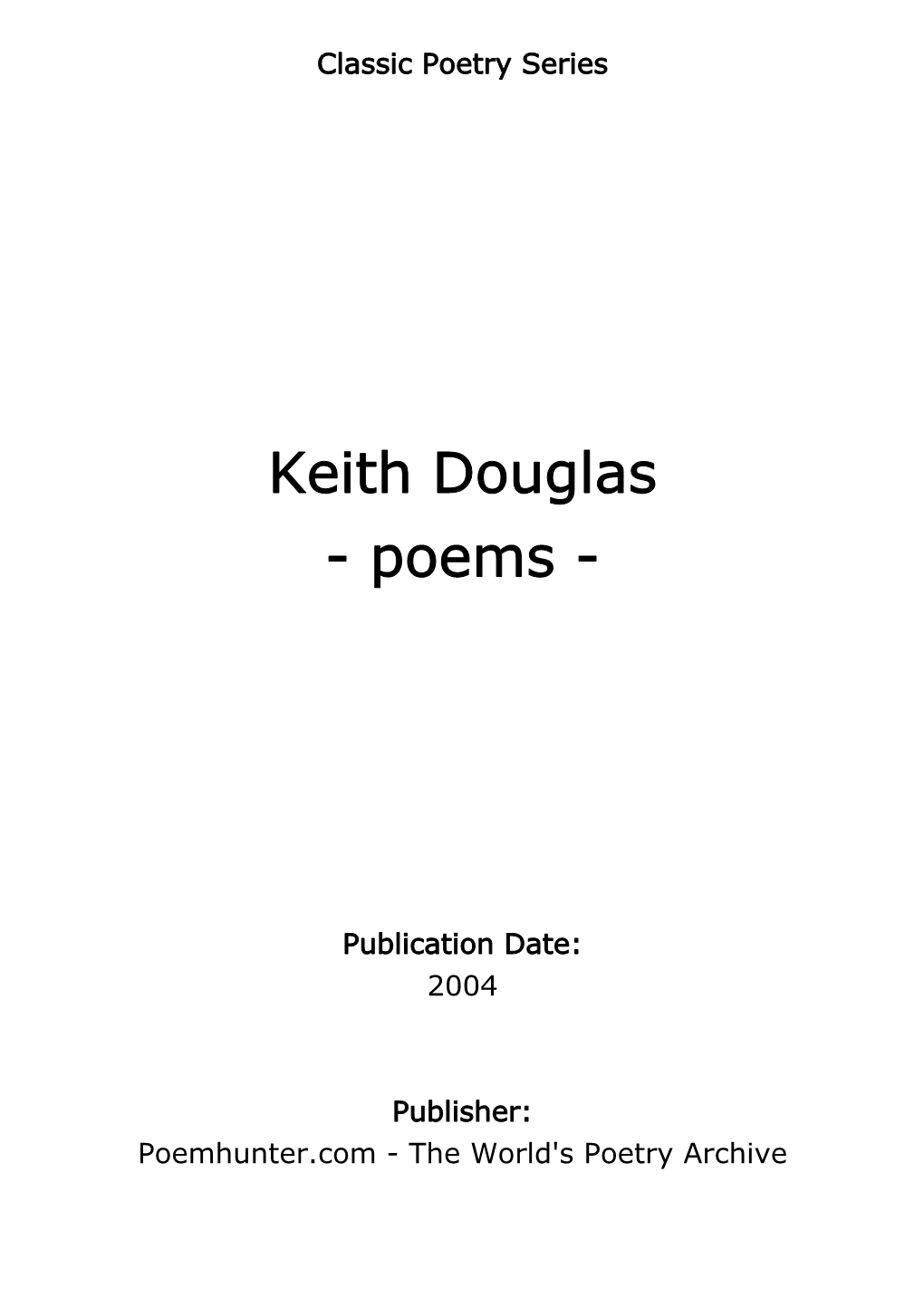 Keith Douglas - Poems