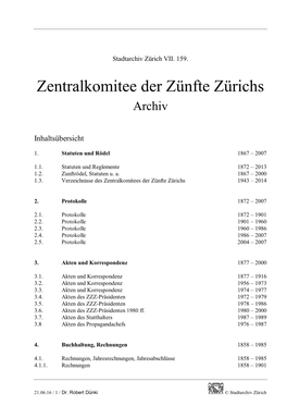 Zentralkomitee Der Zünfte Zürichs Archiv