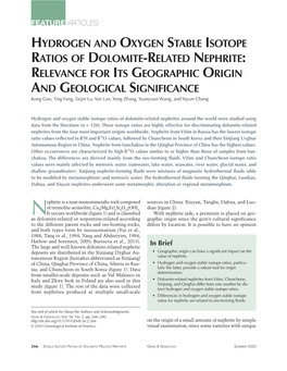 Hydrogen and Oxygen Stable Isotope Ratios of Dolomite-Related Nephrite