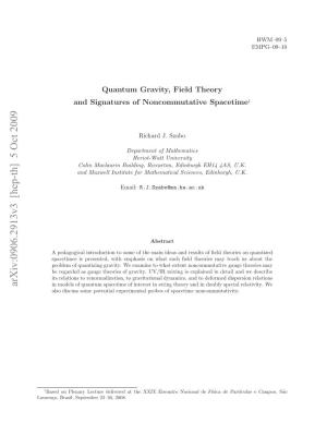 Quantum Gravity, Field Theory and Signatures of Noncommutative Spacetime