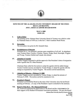 Minutes of the Alabama State University Board Of